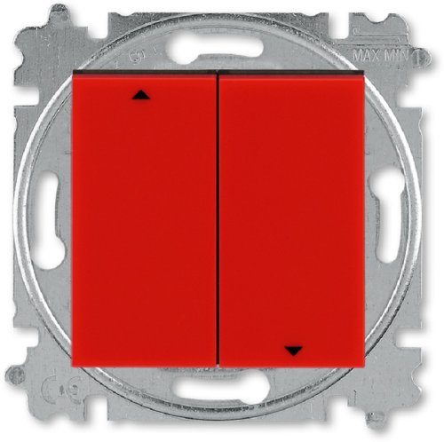 Выключатель жалюзи без фиксации без рамки ABB EPJ Levit 2-кл. красный/дымчатый черный картинка